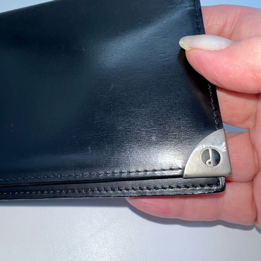 Dunhill Wallet Purse Long Wallet D Logos Black Silver Authentic